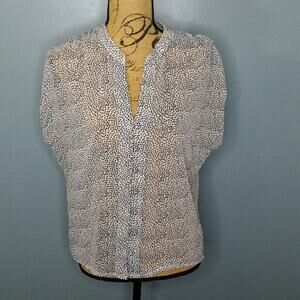 Hale Bob Heart Print Sheer Shirt Size M